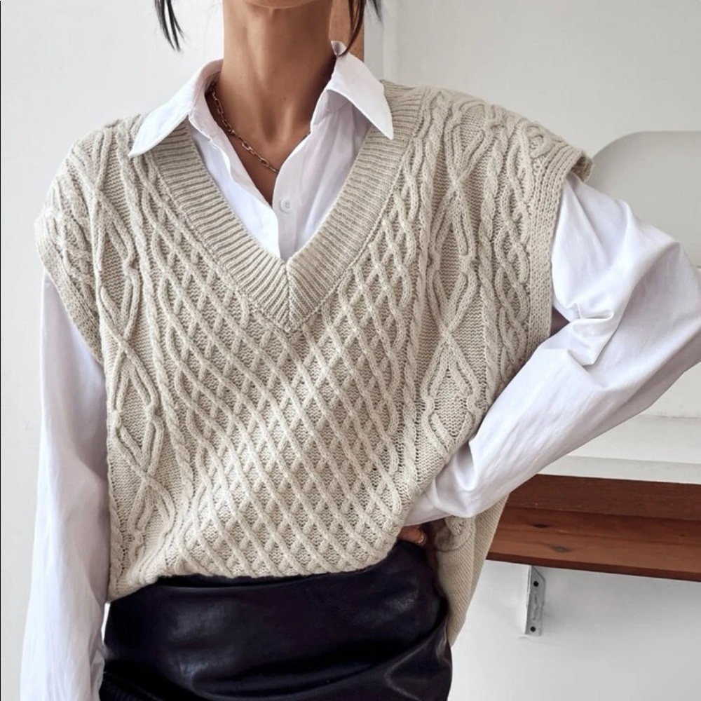 Cream sweater vest!